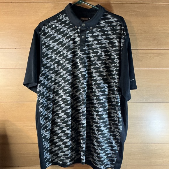 Nike Golf Dri-fit Men’s XL Black and Gray Geometric Polo Shirt - Picture 1 of 3